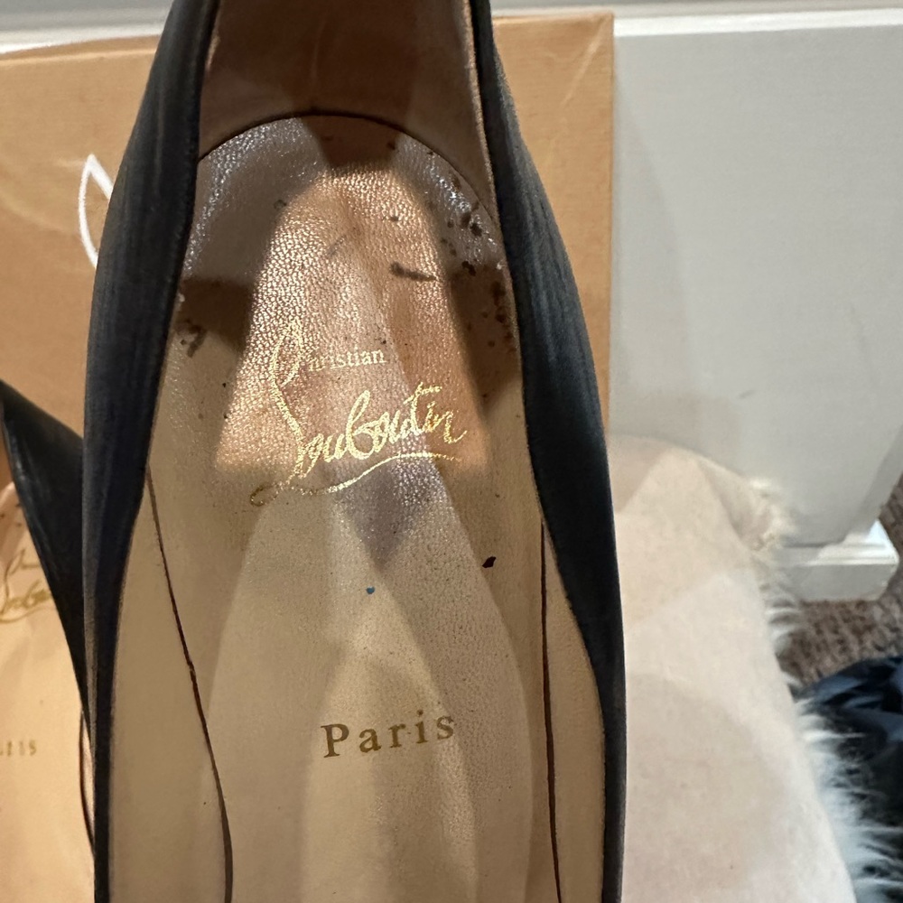 Christian Louboutin Black Leather Wedge Pumps - Picture 4 of 16